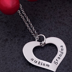 Autism Grandma, Autism Nana, Autism Grama, Open Heart Necklace, Autism Awareness, Stainless Steel
