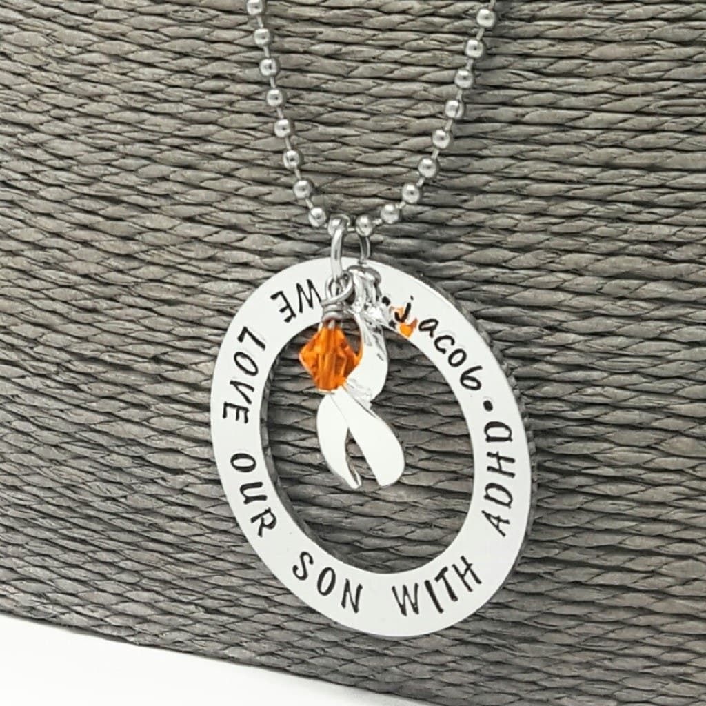 A.D.H.D Awareness  I Love A Child With Adhd necklace  Adhd Jewelry  Orange Cause Jewelry, Necklaces, HandmadeLoveStories, HandmadeLoveStories , [Handmade_Love_Stories], [Hand_Stamped_Jewelry], [Etsy_Stamped_Jewelry], [Etsy_Jewelry]