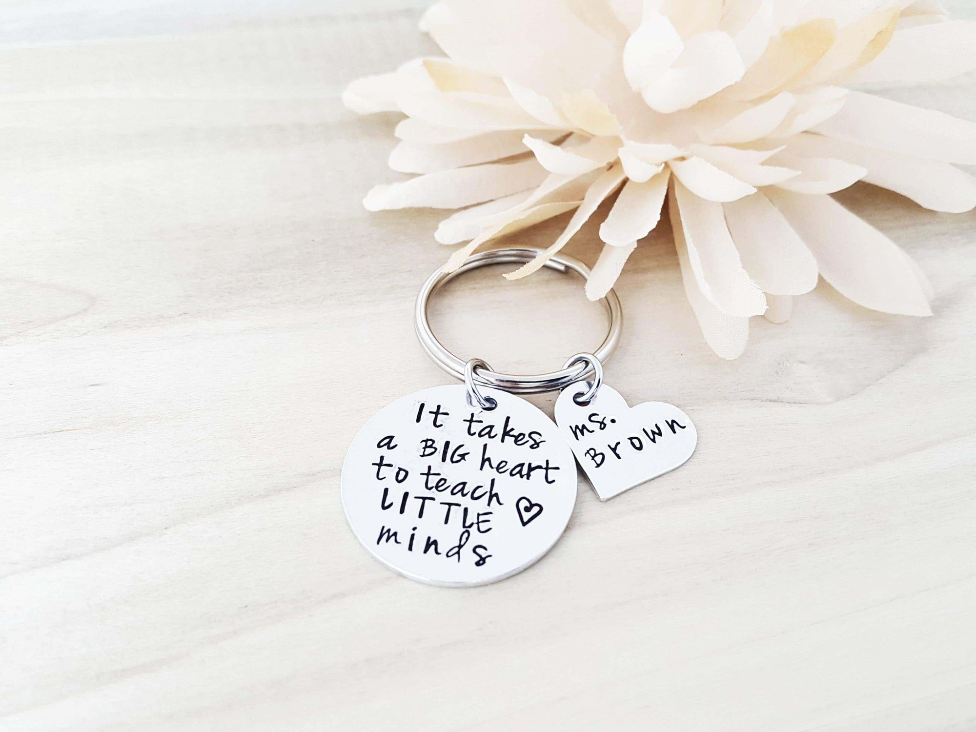 Big Heart to Teach, Teacher Gift, End of Year Gift, #1 Teacher, School Teacher, Son's Teacher, Keychains, HandmadeLoveStories, HandmadeLoveStories , [Handmade_Love_Stories], [Hand_Stamped_Jewelry], [Etsy_Stamped_Jewelry], [Etsy_Jewelry]