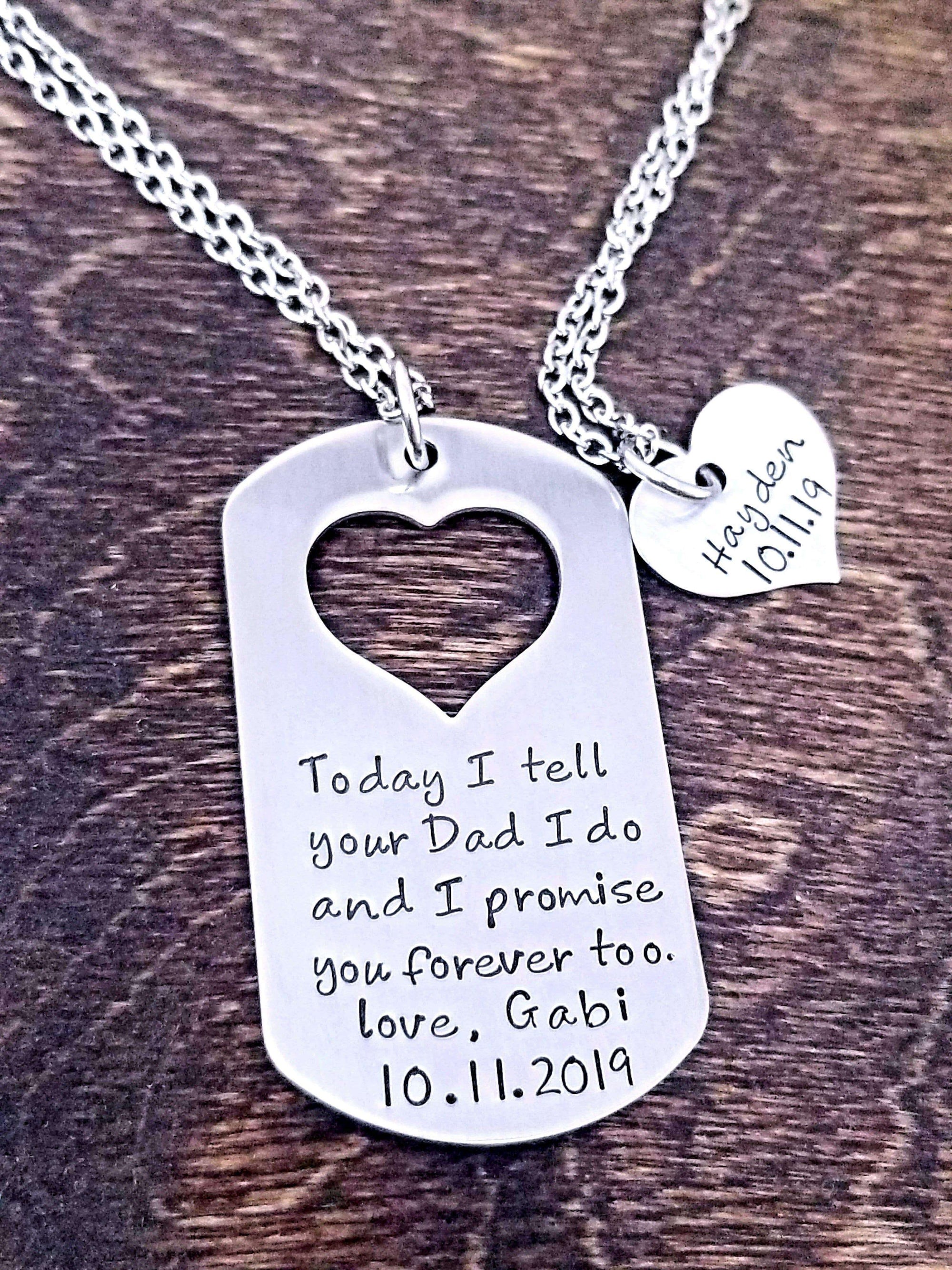 Personalized Gift Wedding, Wedding gift for step children, Step son gift, Step daughter gift, Necklaces, HandmadeLoveStories, HandmadeLoveStories , [Handmade_Love_Stories], [Hand_Stamped_Jewelry], [Etsy_Stamped_Jewelry], [Etsy_Jewelry]