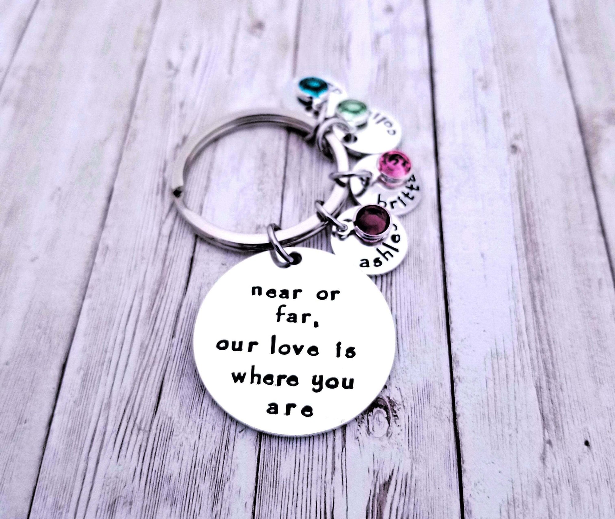 Long Distance Family, Near or Far Keychain, Away From Family, Long Distance Mom Gift, Grandma