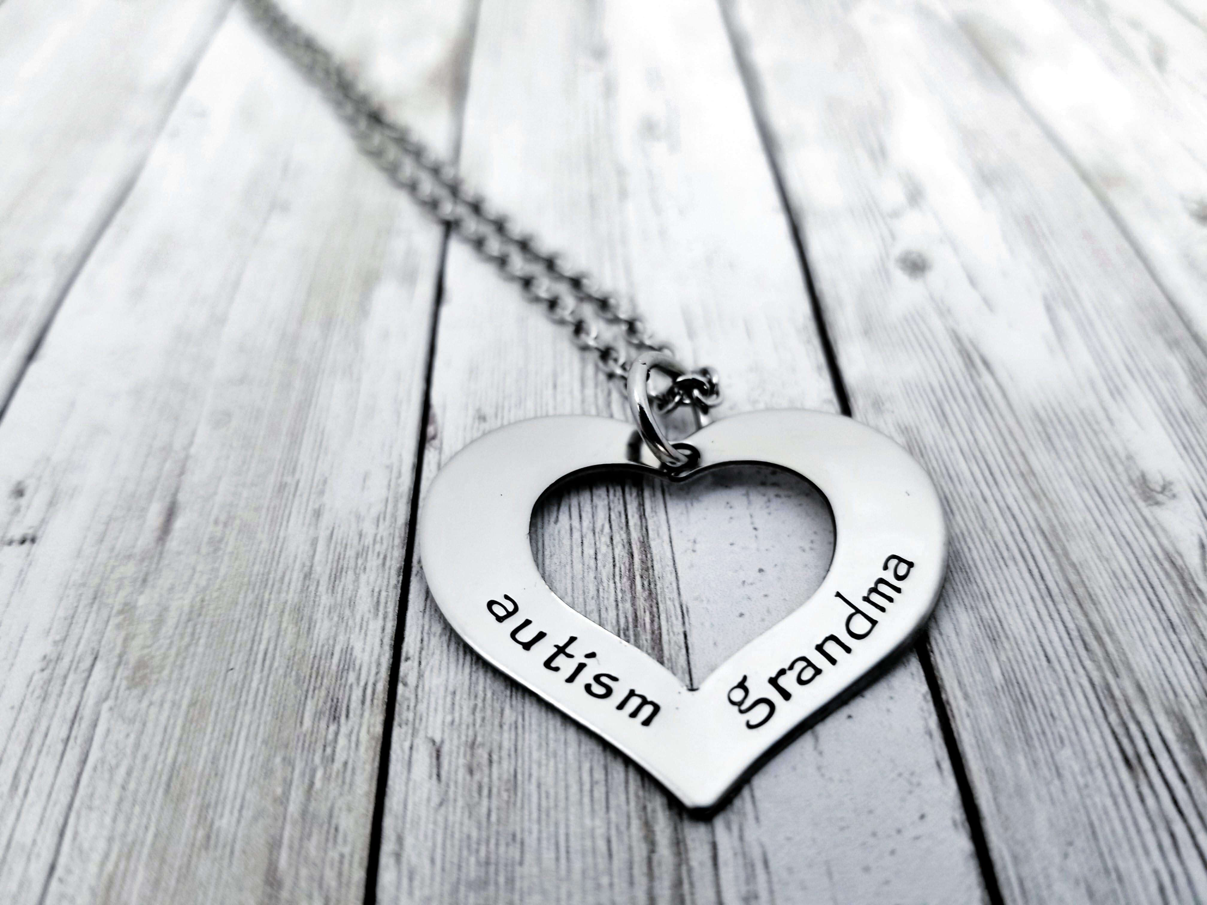 Autism Grandma, Autism Nana, Autism Grama, Open Heart Necklace, Autism Awareness, Stainless Steel