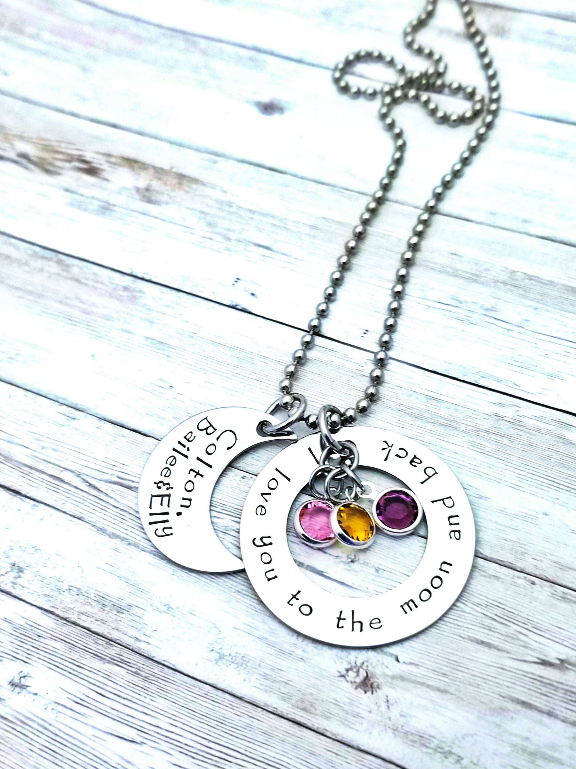 Love you too the moon,  My Baby You'll Be, Moon Necklace, Mother's Necklace,Grandmother's Necklace