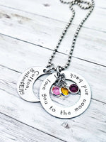 Love you too the moon, My Baby You'll Be, Moon Necklace, Mother's Necklace,Grandmother's Necklace