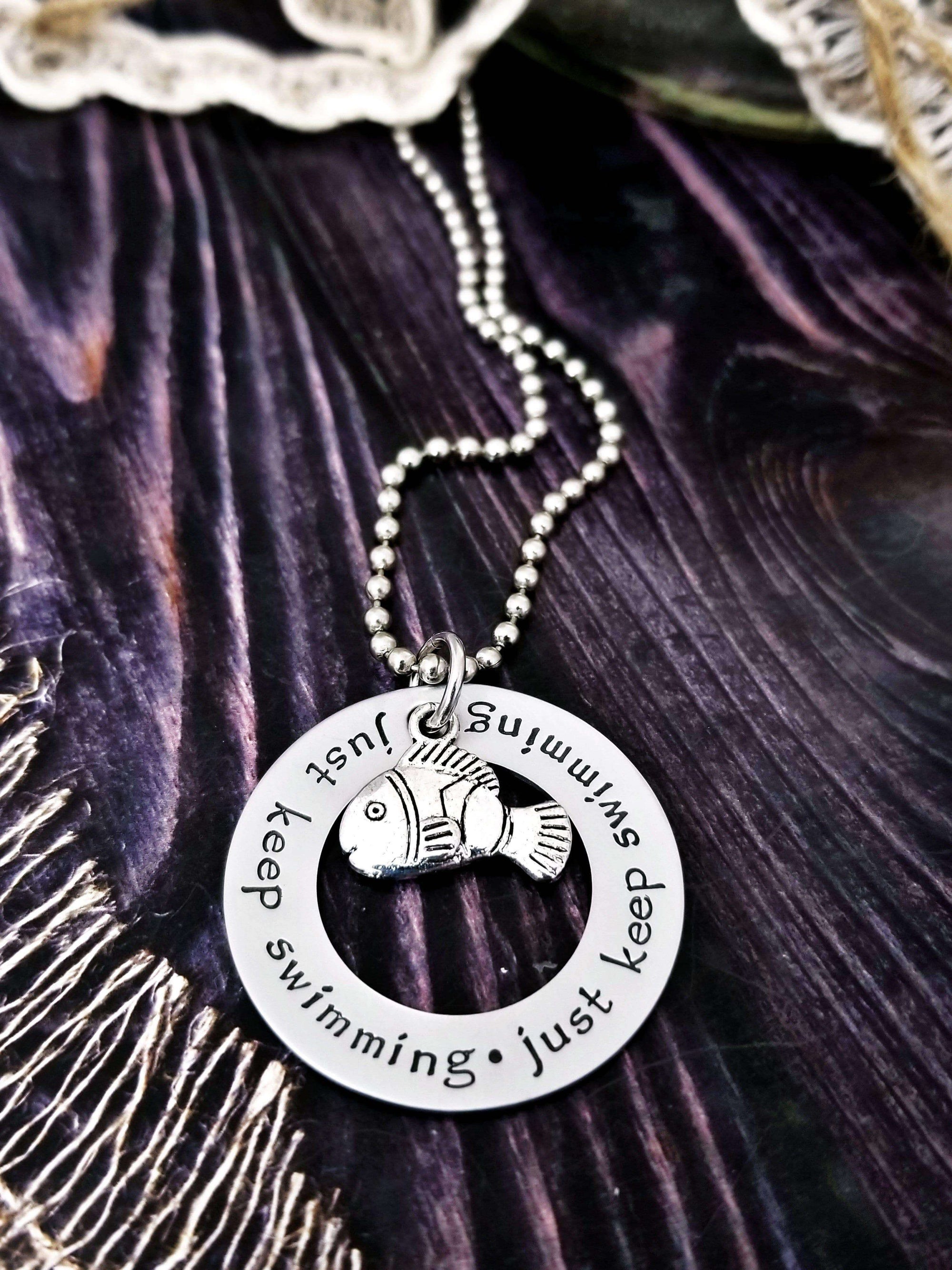 Just Keep Swimming Just Keep Swimming Necklace, Never Ever Give Up, Inspirational Necklace, Nemo