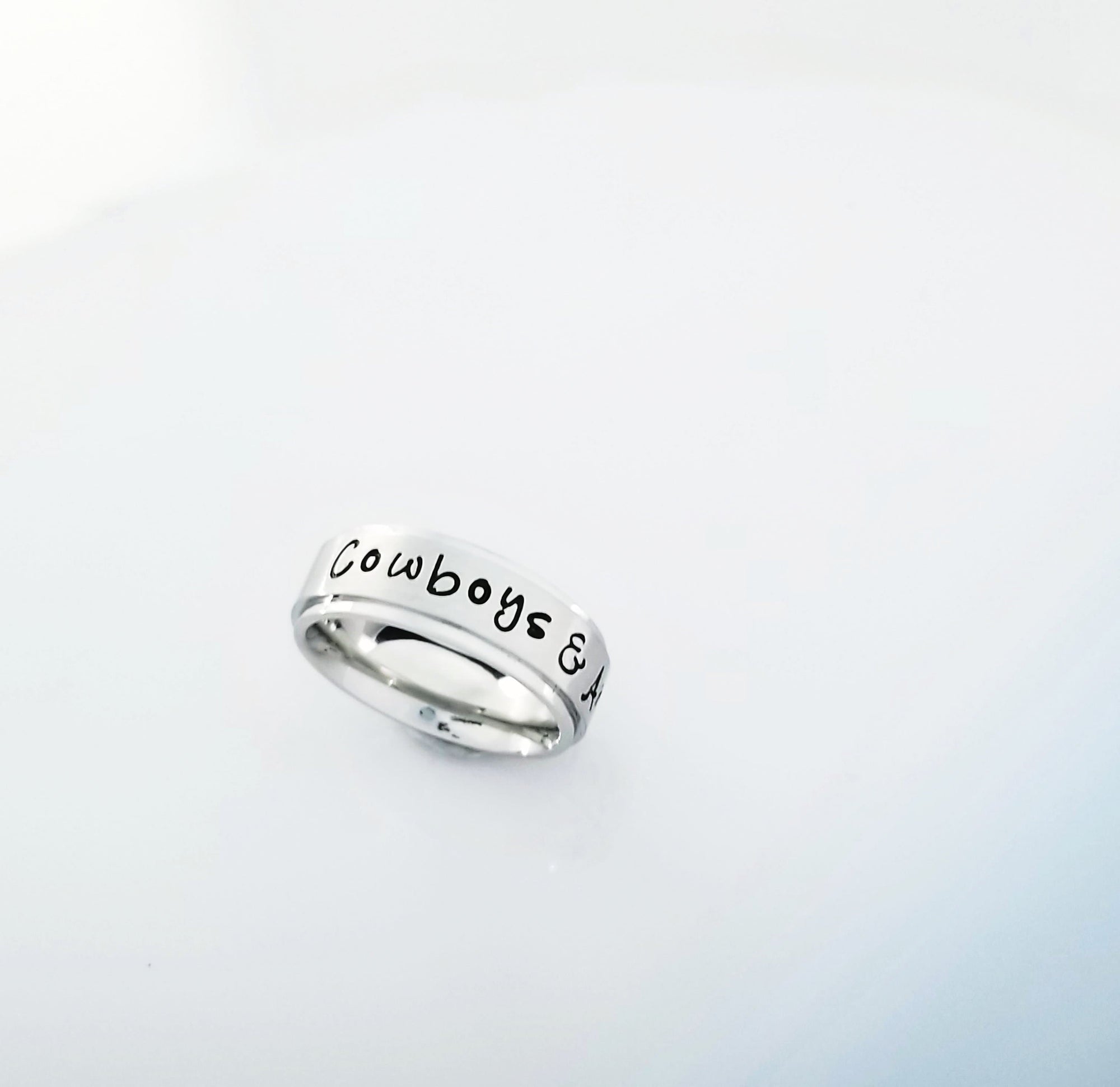 Stainless Steel Name Ring, Stainless Steel Ring, Comfort Fit Band, Valentines Day, Custom Ring