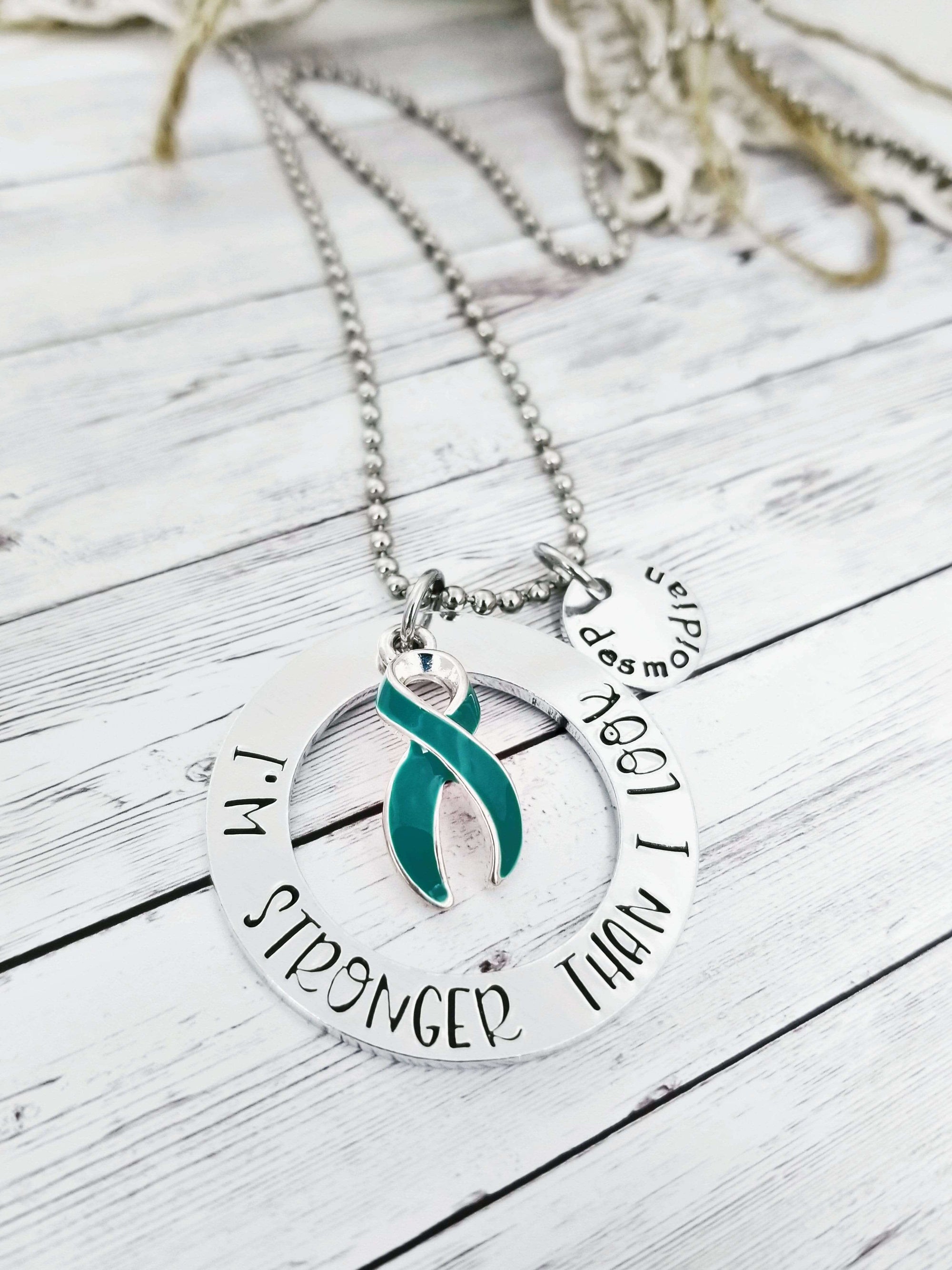 I'm Stronger Than I Look necklace - Ovarian Cancer, Scleroderma, PTSD, Ocd, Tourette's Synodrome