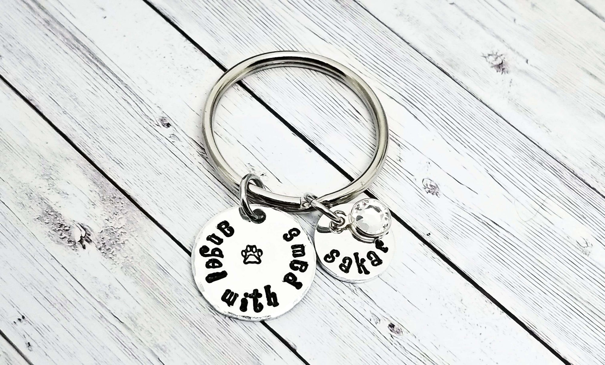 Pet Memorial Keychain, Paw Print on my Heart, Angel With Paws, Family Pet loss, Lost Pet, Pet Remembrance, Rainbow Bridge Gift