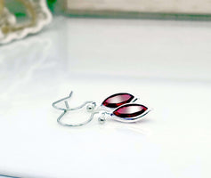 January Birthstone Earrings, Siam Earrings, Swarovski Marquis Earrings, Sterling Silver Earrings