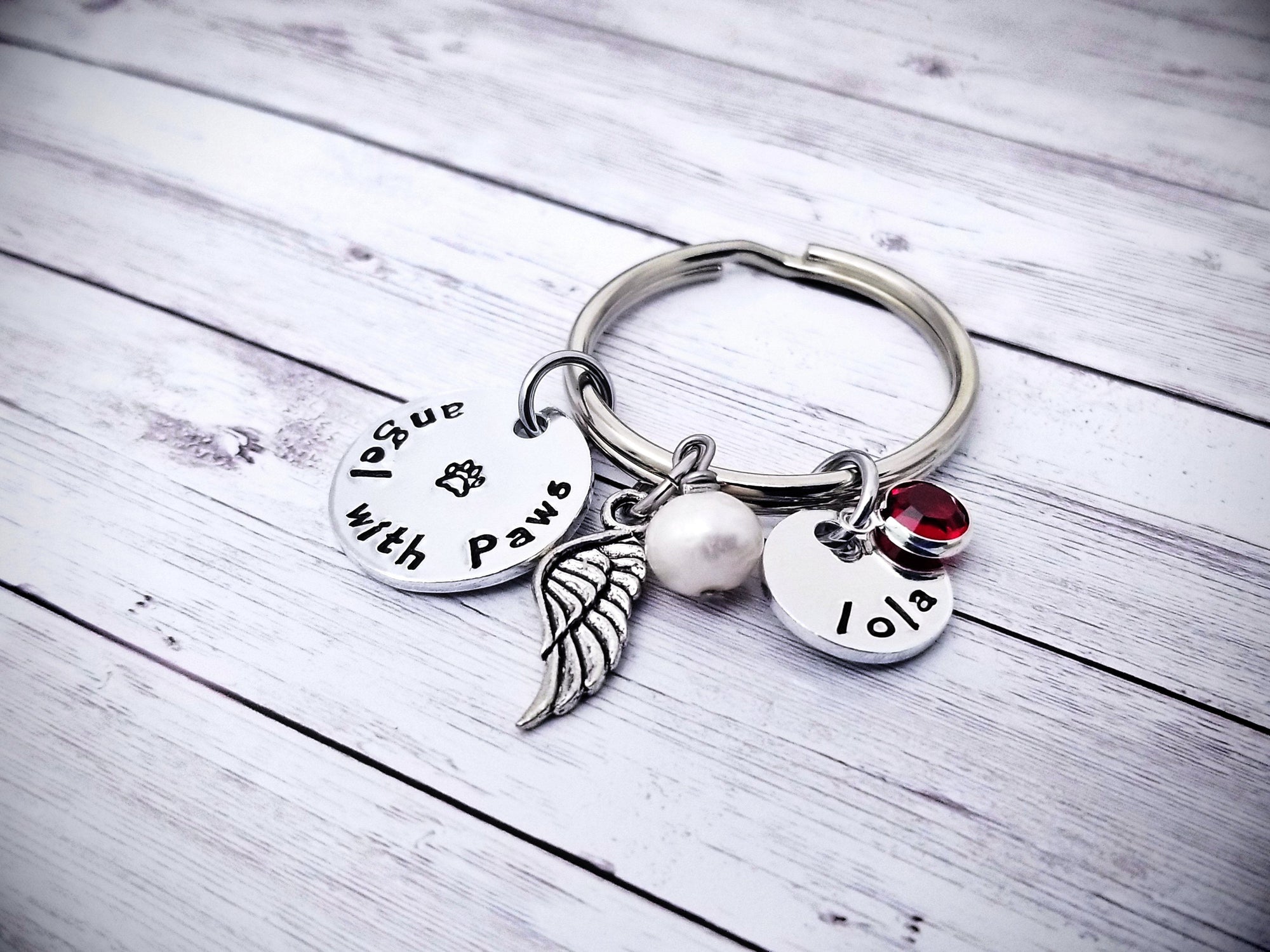 Pet Memorial Keychain, Paw Print on my Heart, Angel With Paws, Family Pet loss, Lost Pet, Pet Remembrance, Rainbow Bridge Gift
