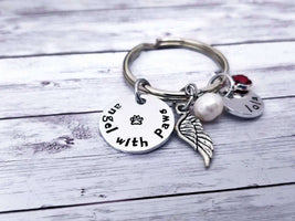 Pet Memorial Keychain, Paw Print on my Heart, Angel With Paws, Family Pet loss, Lost Pet, Pet Remembrance, Rainbow Bridge Gift