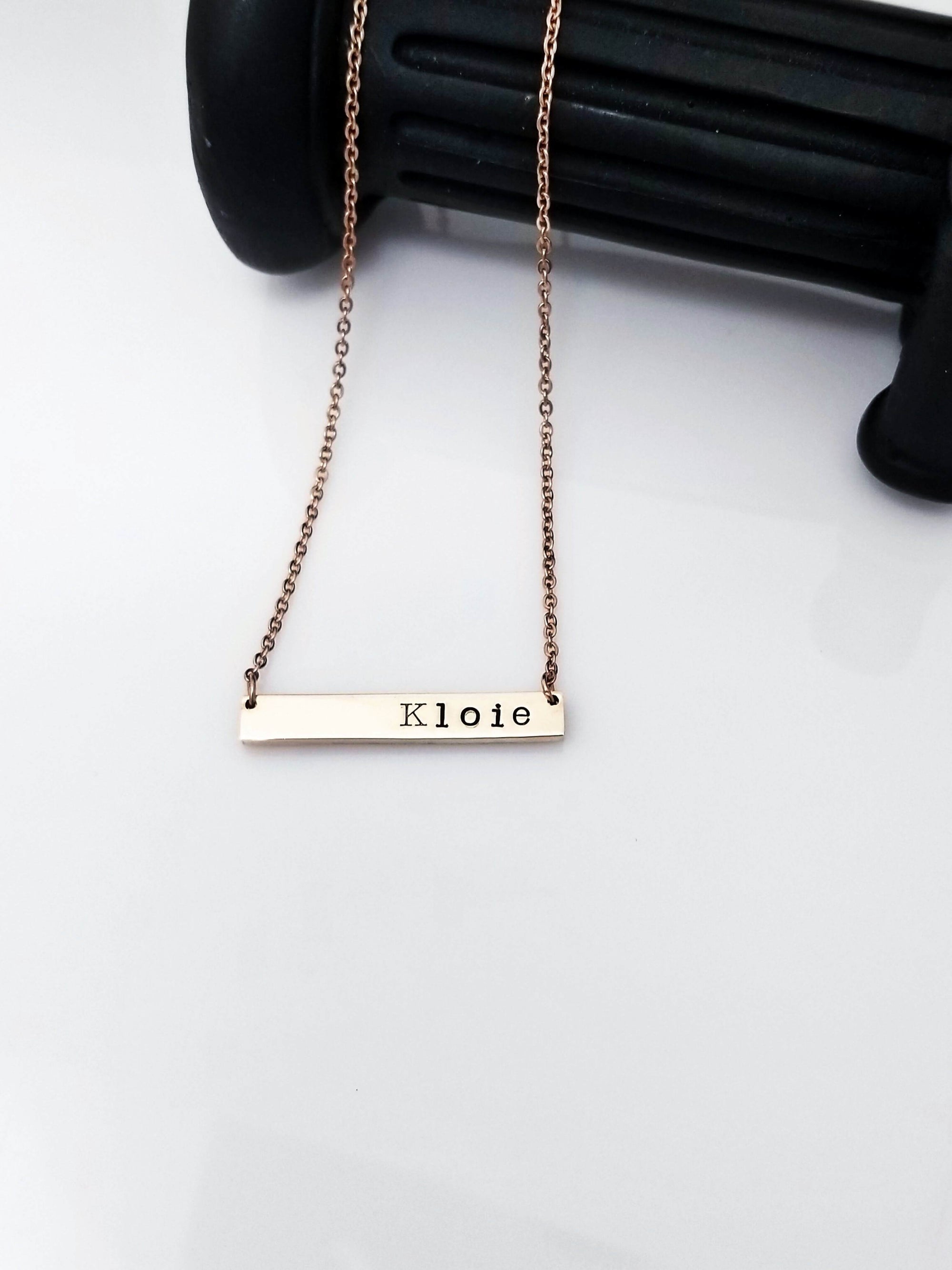 Name bar Necklace, custom hand stamped Necklace, Personalized Necklace, Silver Bar Necklace, Rose Gold Bar Necklace, Silver Name Necklace