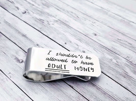 Adult Money, Father's Money Clip, Custom Money Clip, Funny Dad Gift ,Gift for Dad, Fathers Day Gift, Dad Money Clip