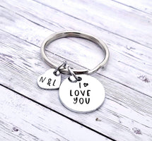 I Love You, You Belong With Me- Husband, Boyfriend Gift, Keychain Gift, Handstamped Men's Gift