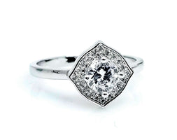 CZ Ring Setting with Accent CZ Stones, White Gold Ring, Affordable Engagement Ring