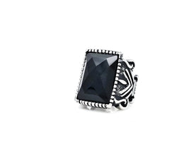 Black Stone Beauty Ring, Fleur De Lis Ring, Onyx Stone Ring, Limited Edition