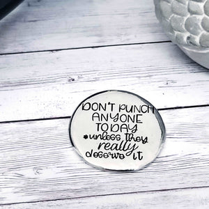 Don't Punch Anyone, Pocket Pebbles, Customer Service Gift, Backpack Tag, Funny Mantra Gift