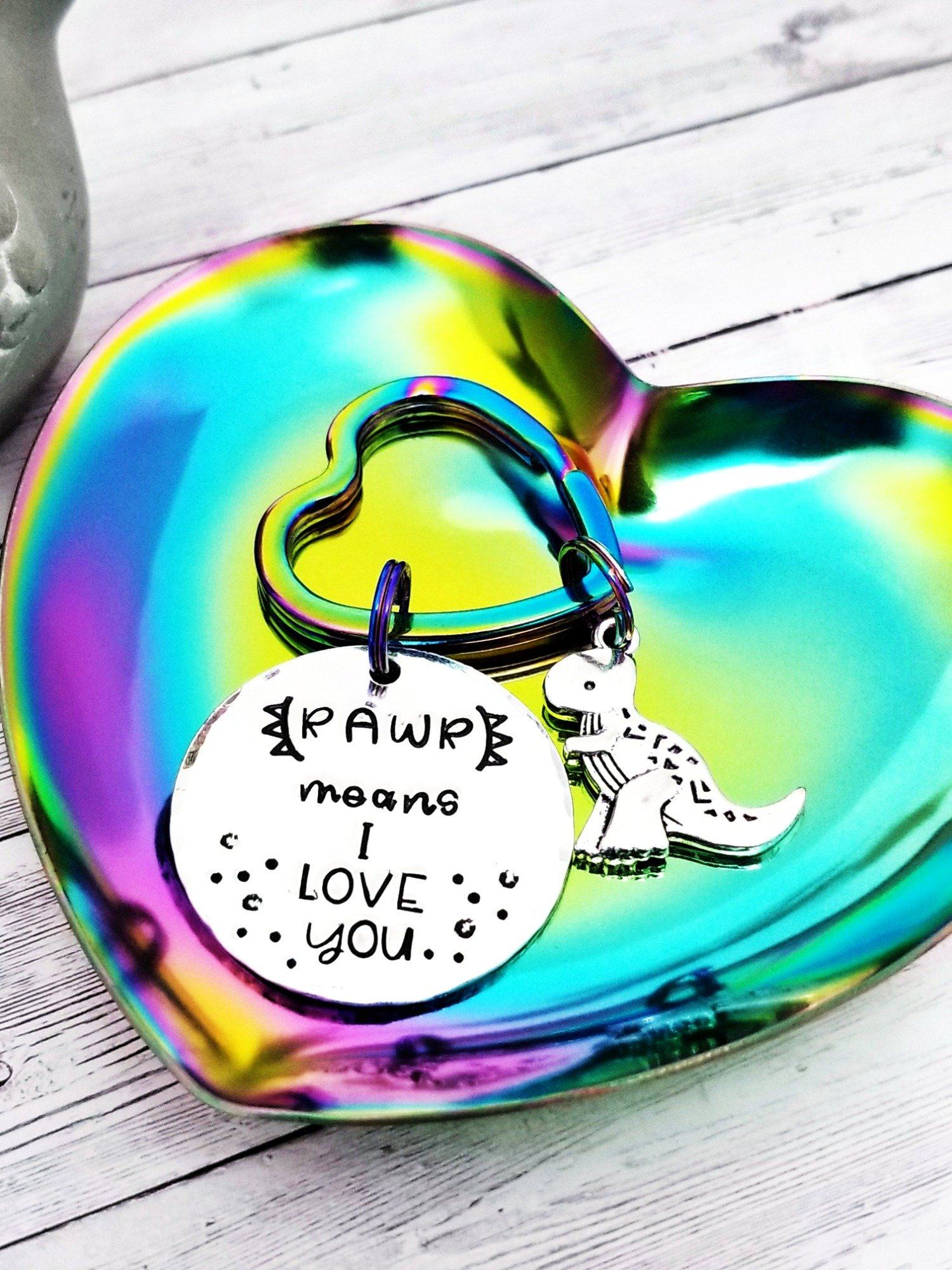 Rawr means I Love You, Backpack Tag, Dino Lover Gift, Back To School Gift, Dinosaur Backpack tag, Lunch Box Zipper Pull, Dinosaur Love