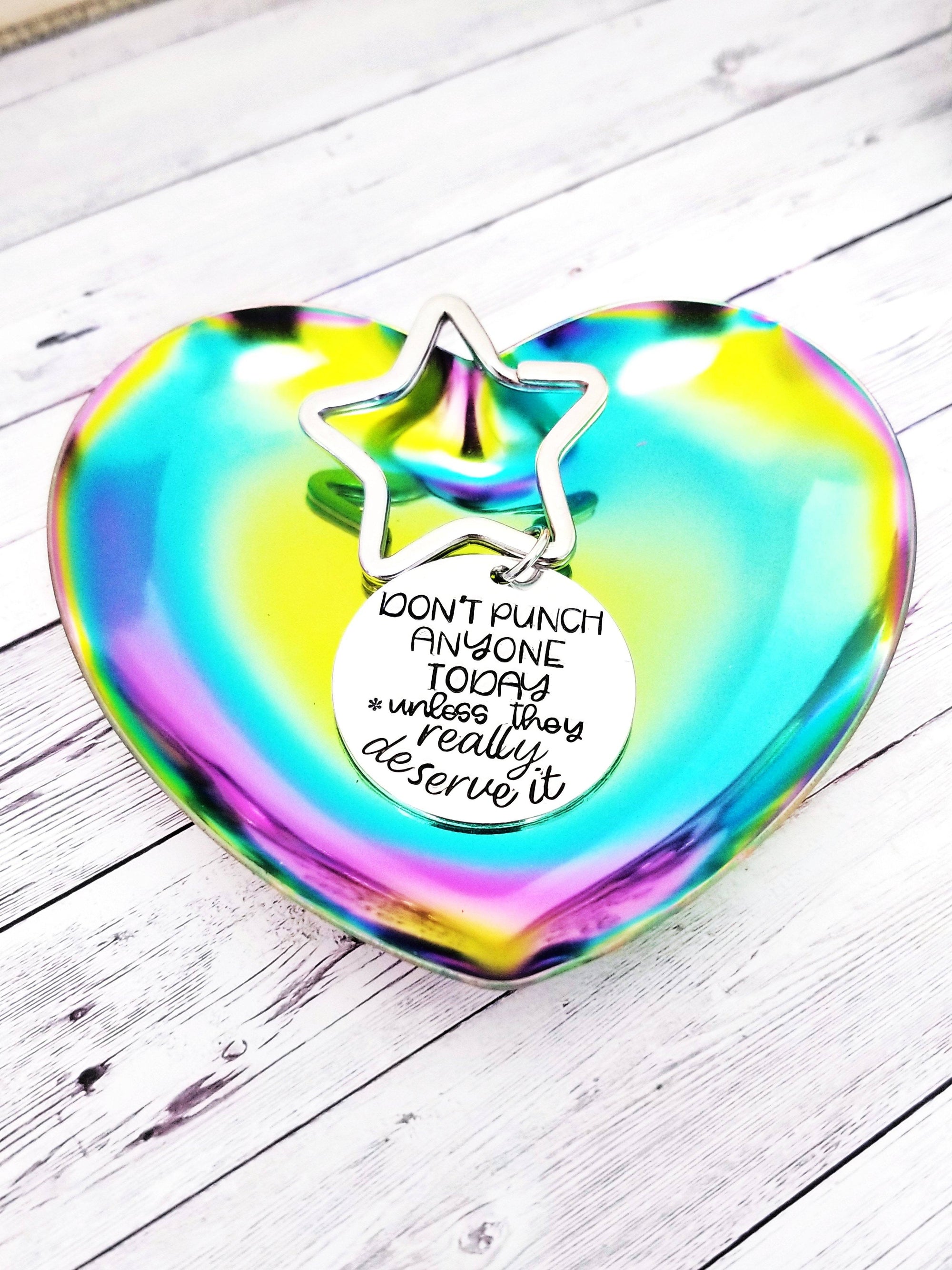Don't Punch Anyone, Customer Service Gift, Backpack Tag, Funny Mantra Gift