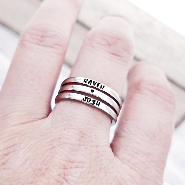 Stackable Name Rings, Custom Hand Stamped Rings, Personalized Gift ...