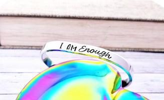 I Am Enough Inspirational bracelet, Hammered Silver Bracelet, Custom Cuff Bracelet, Silver Cuff Bracelet, I Am Enough Bracelet Cuff, Custom Gift