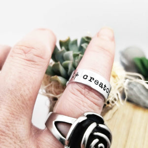Intention Ring, Symbol Ring, Personalize Jewelry, Hand Stamped Ring, Silver Personalize Ring, Custom rings, Cute Ring, Cuff Ring, Celtic Ring, Sobriety Ring