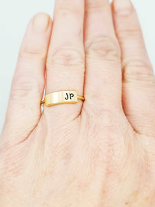 Gold Initial Ring, Personalize Jewelry, Hand Stamped Ring, Rose Gold Personalize Ring, Dainty Ring,  Custom Ring