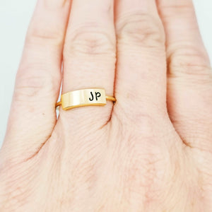 Gold Initial Ring, Personalize Jewelry, Hand Stamped Ring, Rose Gold Personalize Ring, Dainty Ring,  Custom Ring