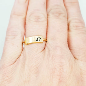 Gold Signet Ring, Personalize Jewelry, Hand Stamped Ring, Rose Gold Personalize Ring, Dainty Ring,  Custom Ring
