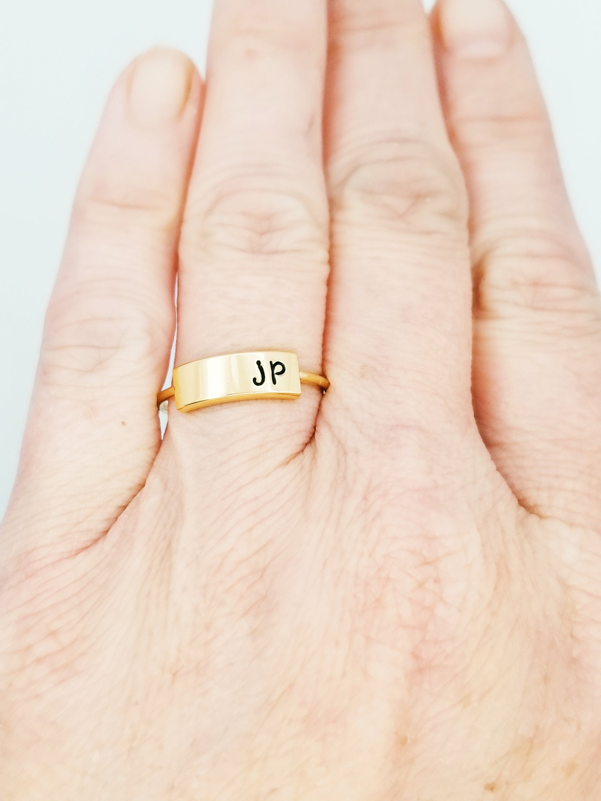 Rose Gold Initial Ring, Personalize Jewelry, Hand Stamped Ring, Rose Gold Personalize Ring, Dainty Ring,  Custom Ring