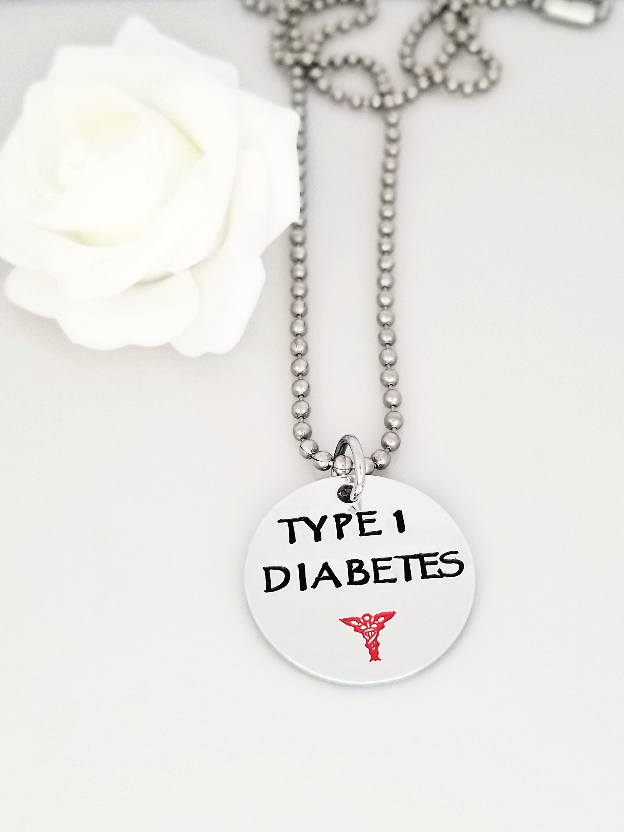 Type 1 Diabetes Alert Necklace, Medical Alert, Emergency Medical Necklace, Diabetes Jewelry