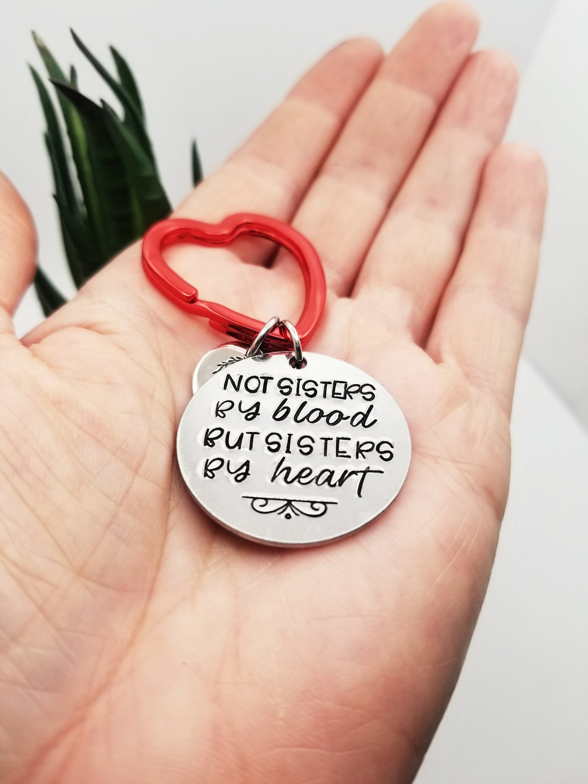 Not Sisters by Blood, Sisters by Heart, Best Friend Keychain, Best Friend Gift, BFF Gift
