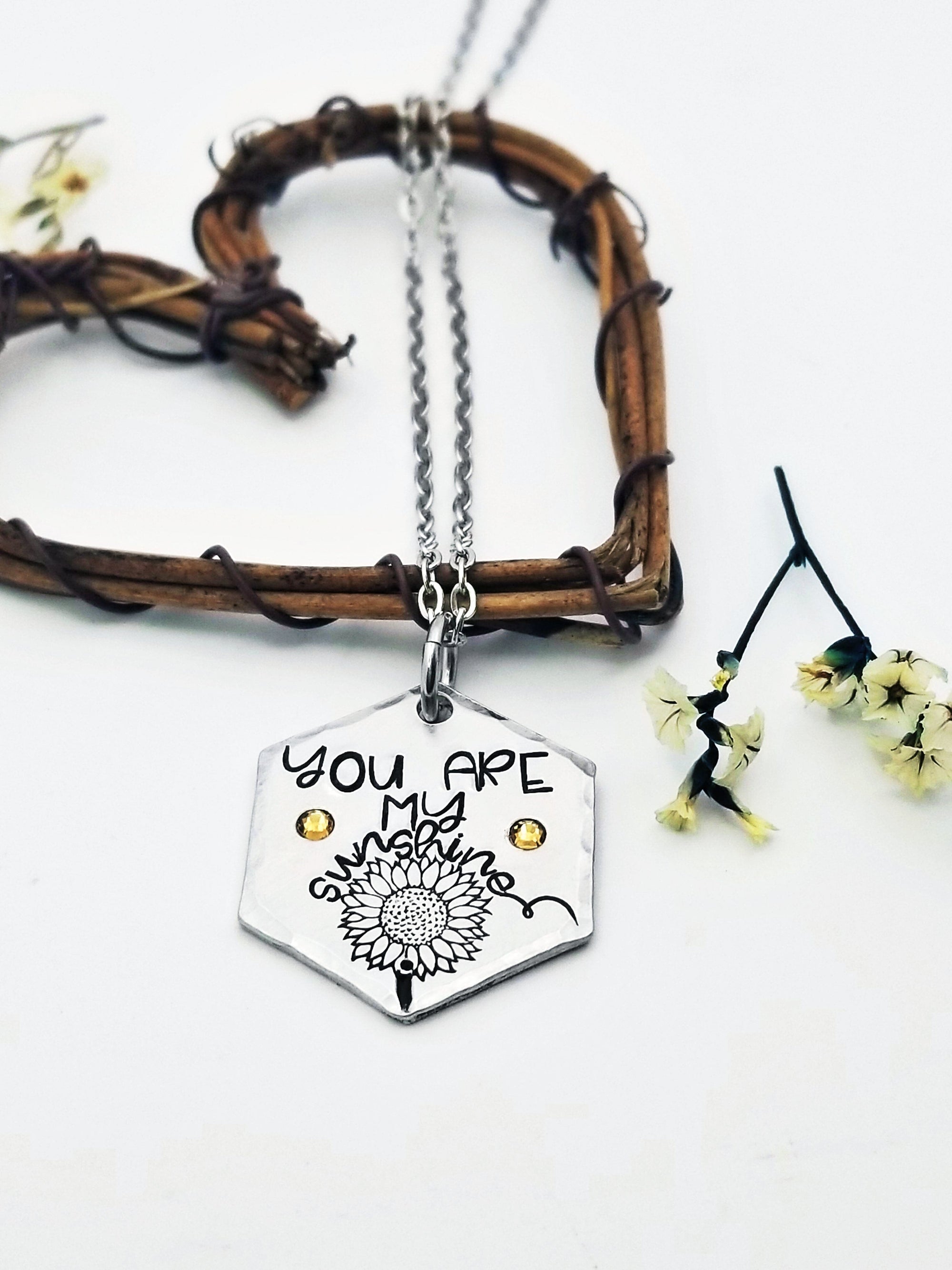 You Are My Sunshine Necklace, Sunflower Jewelry, Garden Lover Necklace, Sun To Me, Sun Necklace