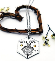 You Are My Sunshine Necklace, Sunflower Jewelry, Garden Lover Necklace, Sun To Me, Sun Necklace