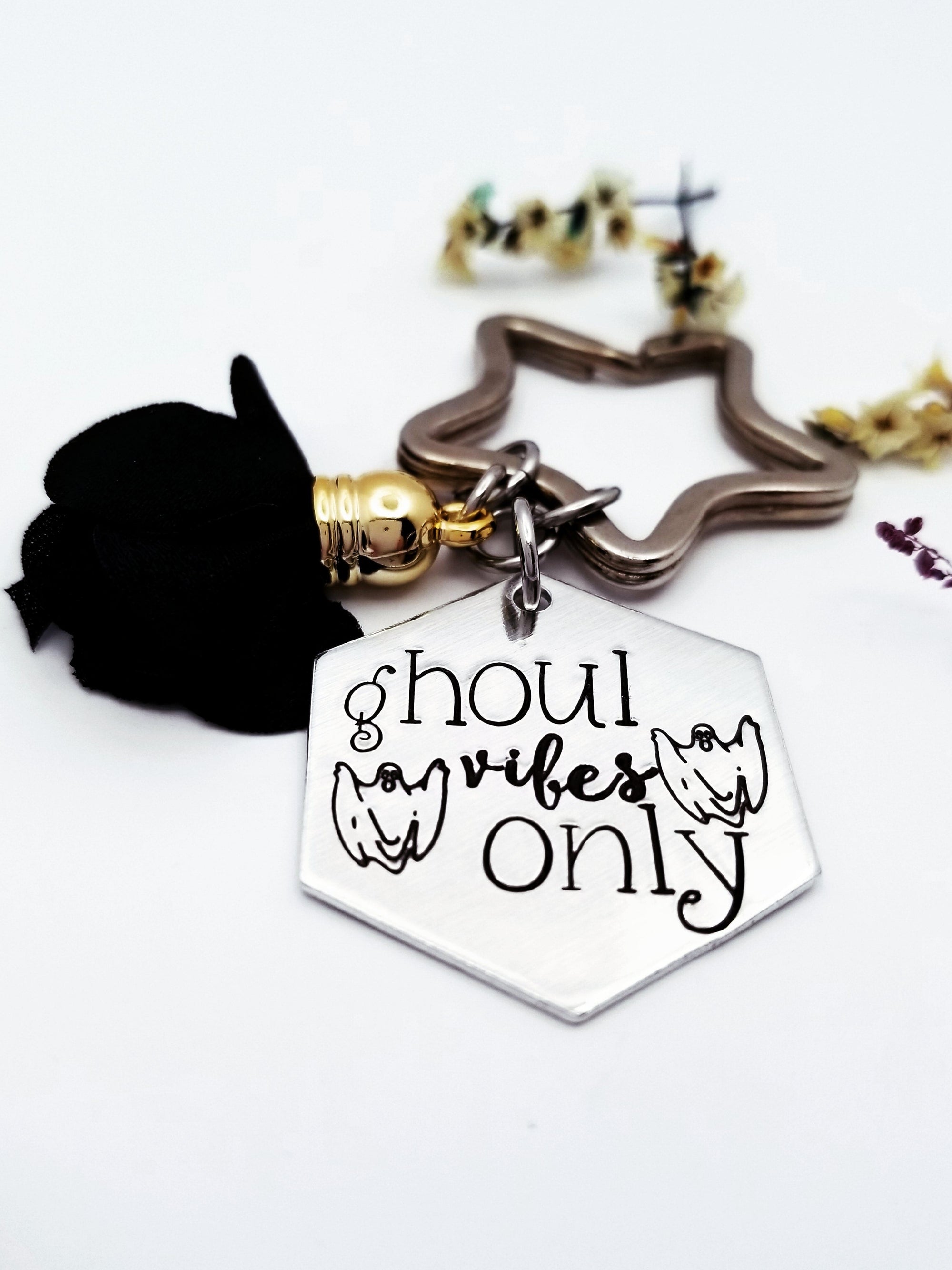Ghoul Vibes Only, Ghost Keychain, Horror Movie Lover Gift, Halloween Keychain