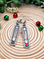 Christmas Tree Earrings, Red and Green Earrings, Christmas Party Jewelry, Christmas Earrings, Holiday Party Jewelry, Christmas Pewter Gift