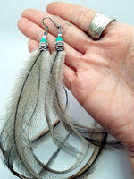 Emu Earrings Genuine Feathers, Long Feather Earrings, BOHO Earrings, Feather earrings, Animal Earrings, Emu Lover Jewelry