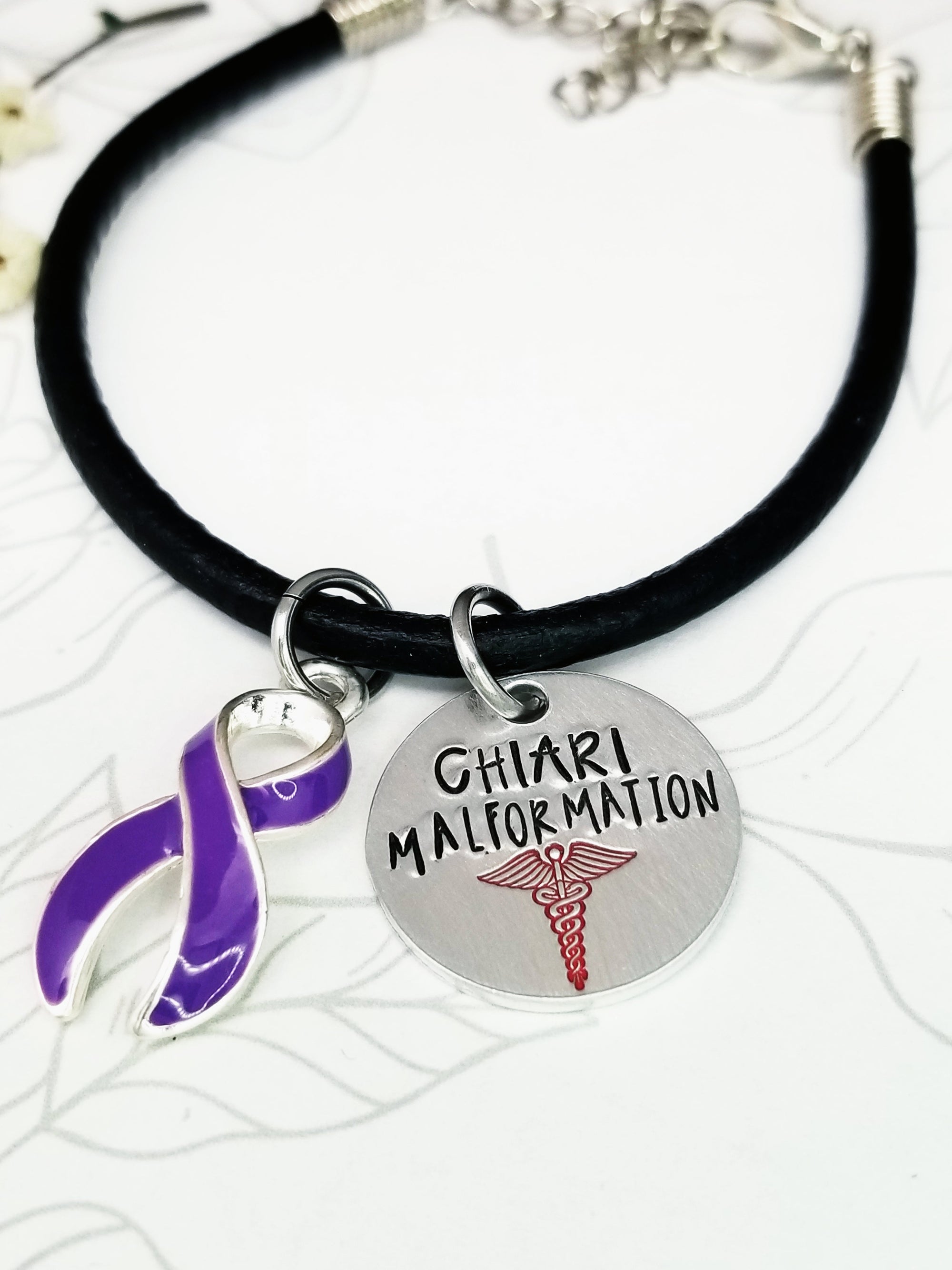 Purple Ribbon Bracelet, Chiari Malformation, Epilepsy, Hodgkins Disease,Alzheimer's, Domestic Violence