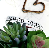 Latitude Longitude Bracelet Cuff, Coordinates Bracelet