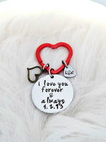 I Love You, Forever and Always, Husband, Boyfriend Gift, Keychain Gift, Handstamped Men's Gift