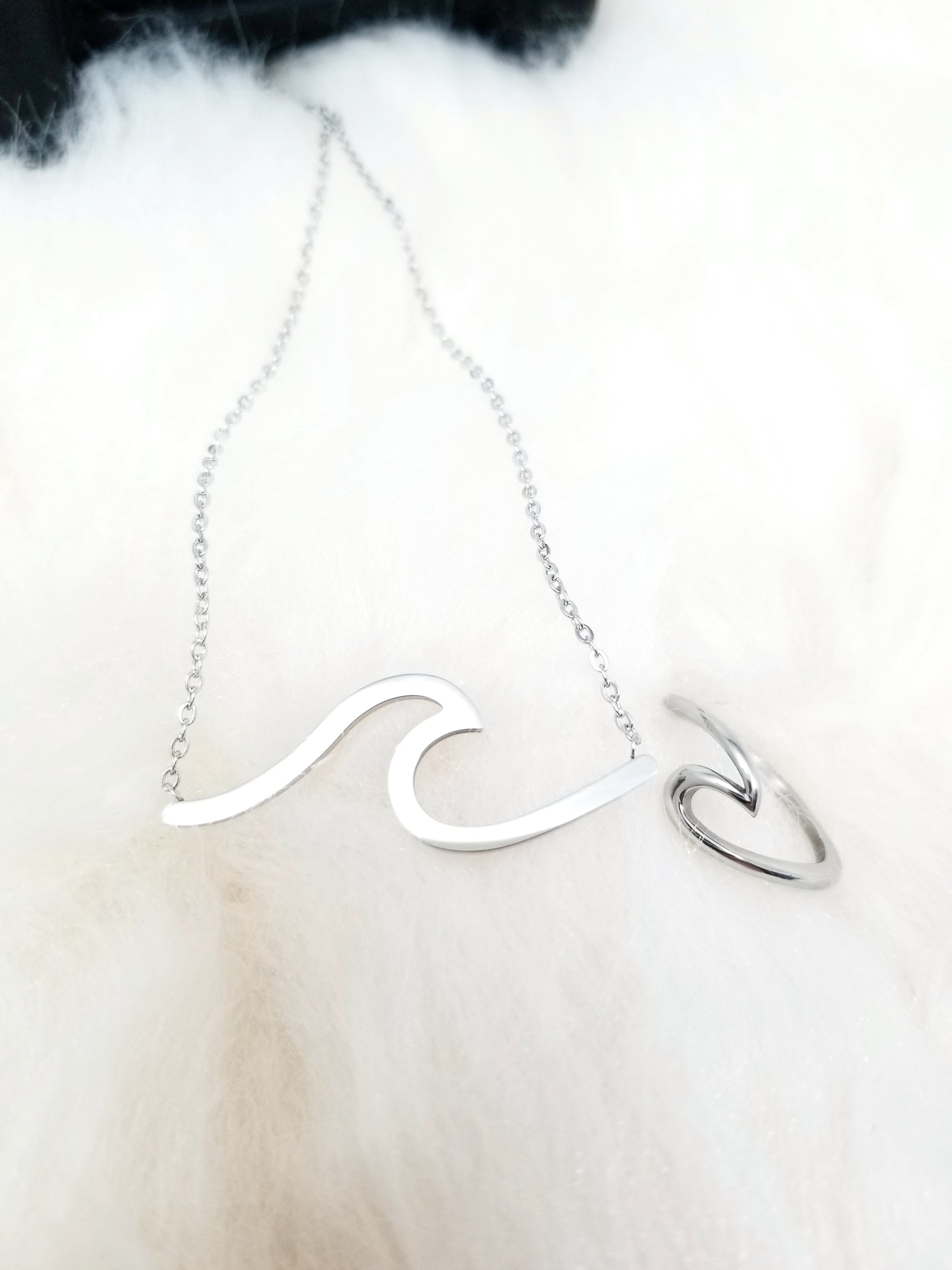 Waves Necklace, Beach Lover Necklace, Wave Jewelry, Wave Ring, Beach Collection