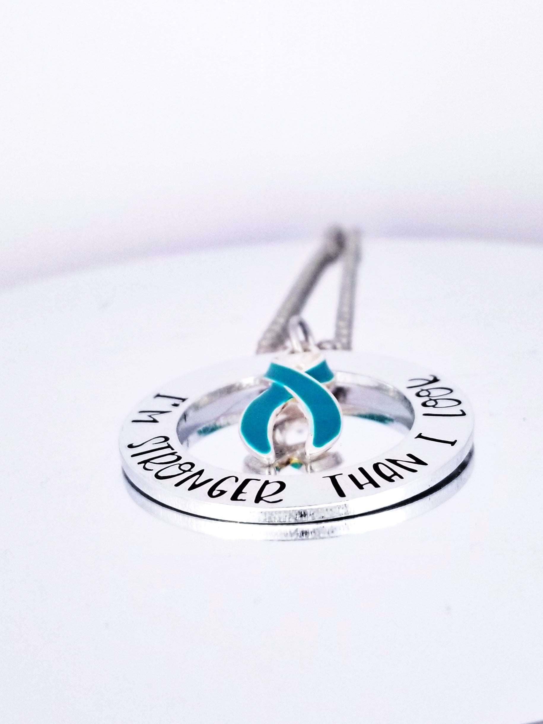 I'm Stronger Than I Look necklace - Ovarian Cancer, Scleroderma, PTSD, Ocd, Tourette's Synodrome