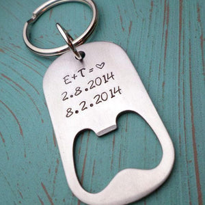 Couples Bottle Opener Keychain, Anniversary Day Gift, Gift for Husband, Boyfriend Gift, Gift for Fiance, Custom man Gift, Valentines, Bottle Openers, HandmadeLoveStories, HandmadeLoveStories , [Handmade_Love_Stories], [Hand_Stamped_Jewelry], [Etsy_Stamped_Jewelry], [Etsy_Jewelry]