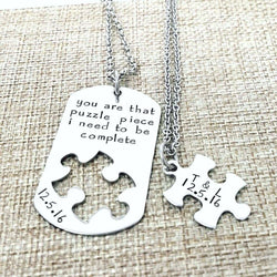 Complete me, Missing Piece, Boyfriend Gift, Puzzle Piece, Dog Tag Necklace, Husband Gift, Forever, Necklaces, HandmadeLoveStories, HandmadeLoveStories , [Handmade_Love_Stories], [Hand_Stamped_Jewelry], [Etsy_Stamped_Jewelry], [Etsy_Jewelry]