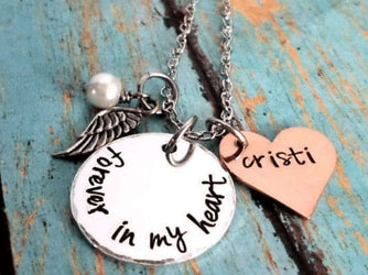 Forever in My Heart, Heart Memorial Necklace, Memory Necklace Mourning Gift, Remembrance Jewelry