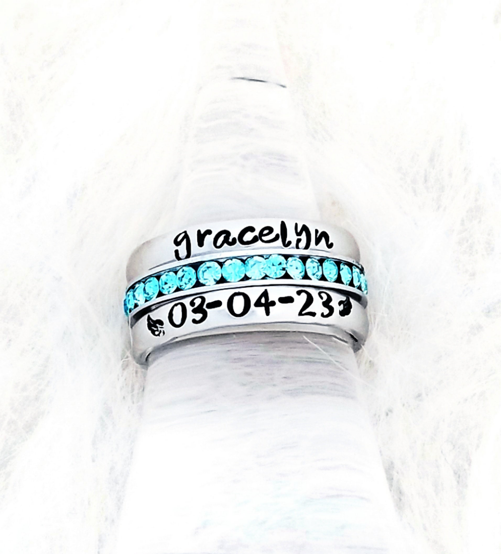 Memorial Stacking Ring Memorial jewelry Personalize Jewelry Hand St Handmade Love Stories