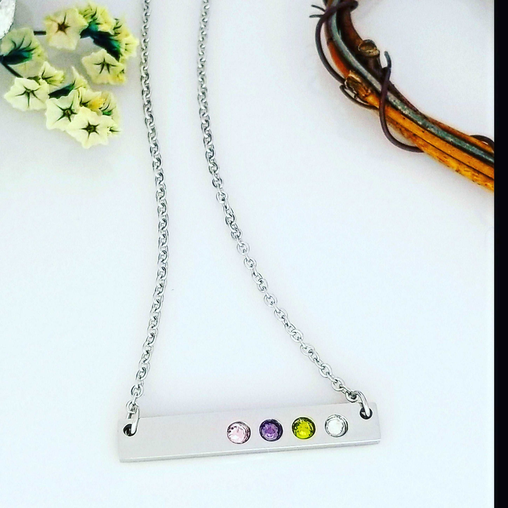 Birthstone Necklace, Bar Birthstone Necklace, Mother Jewelry, Birth Month Necklace, Mother's Day Gift, Mothers Day, Mom Gift