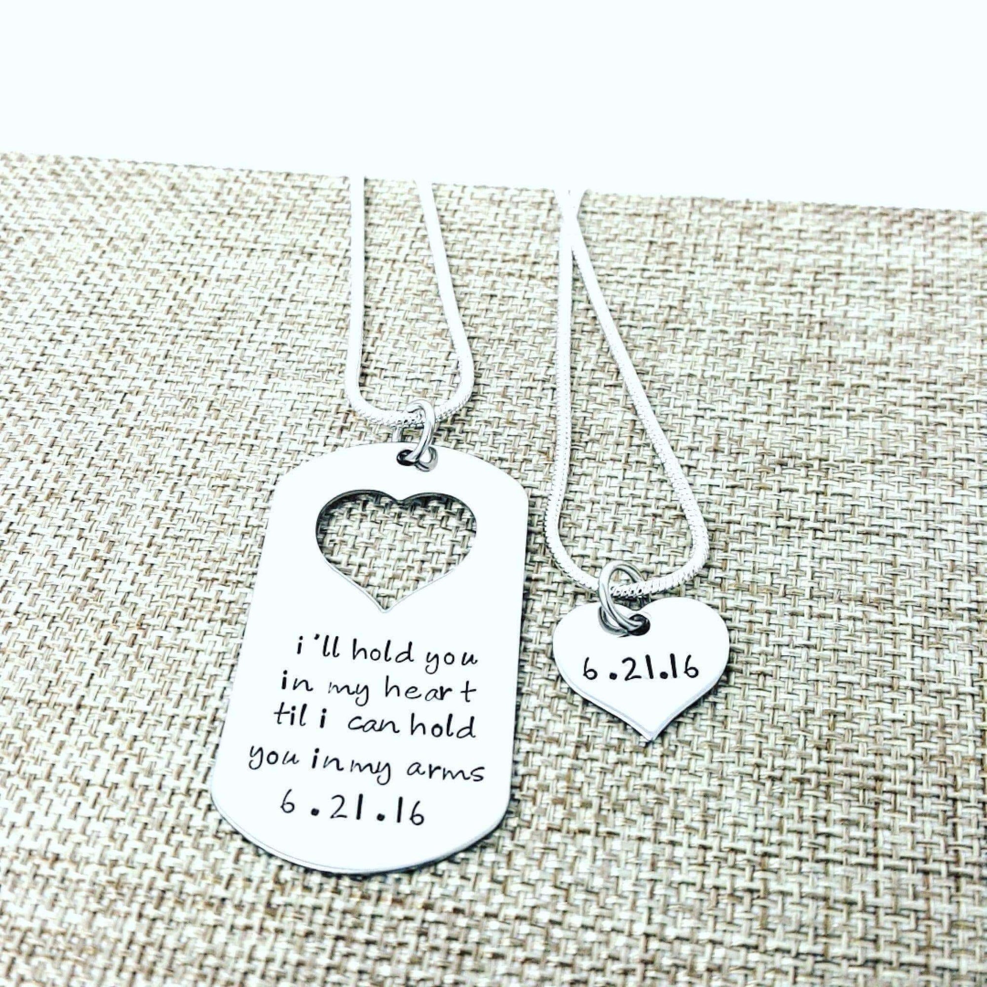 Long Distance, Deployment Gift, Couple's Necklace Set, Carry Your Heart, Heart Jewelry, Matching, Necklaces, HandmadeLoveStories, HandmadeLoveStories , [Handmade_Love_Stories], [Hand_Stamped_Jewelry], [Etsy_Stamped_Jewelry], [Etsy_Jewelry]