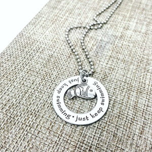Just Keep Swimming Just Keep Swimming Necklace, Never Ever Give Up, Inspirational Necklace, Nemo, Necklaces, HandmadeLoveStories, HandmadeLoveStories , [Handmade_Love_Stories], [Hand_Stamped_Jewelry], [Etsy_Stamped_Jewelry], [Etsy_Jewelry]