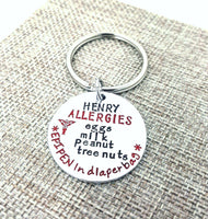 Child's Allergy Back Pack Tag, Nut Allergy Warning, Medical Alert, Allergy Alert, Allergy Bracele, Keychains, HandmadeLoveStories, HandmadeLoveStories , [Handmade_Love_Stories], [Hand_Stamped_Jewelry], [Etsy_Stamped_Jewelry], [Etsy_Jewelry]